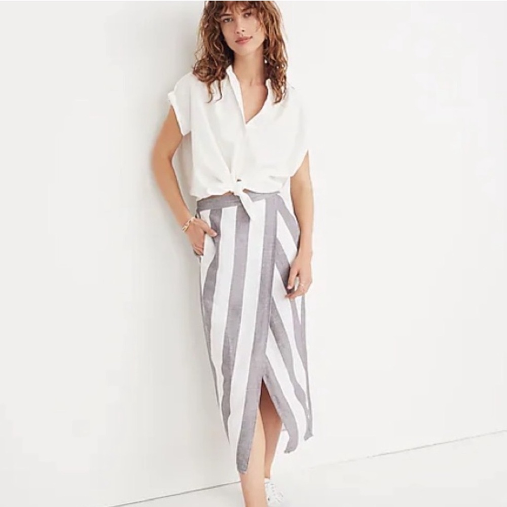 Madewell stripe overlay midi skirt - Picture 1 of 8